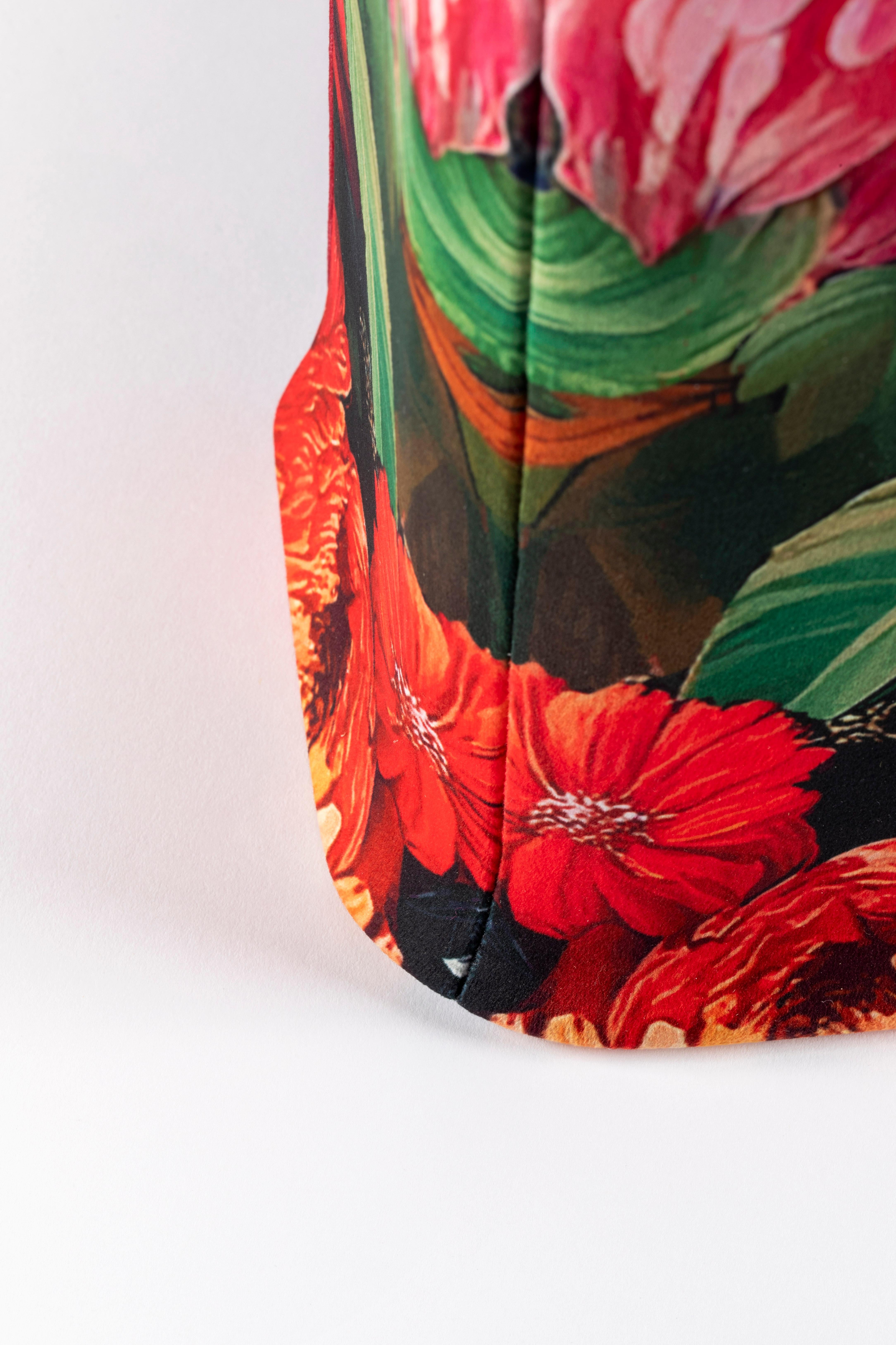 Tabouret Alice en velours imprimé avec motif floral en vente 1