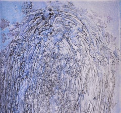 Becoming 1 - astratto vivido, blu, verde, argento, iridescente, acrilico su tela