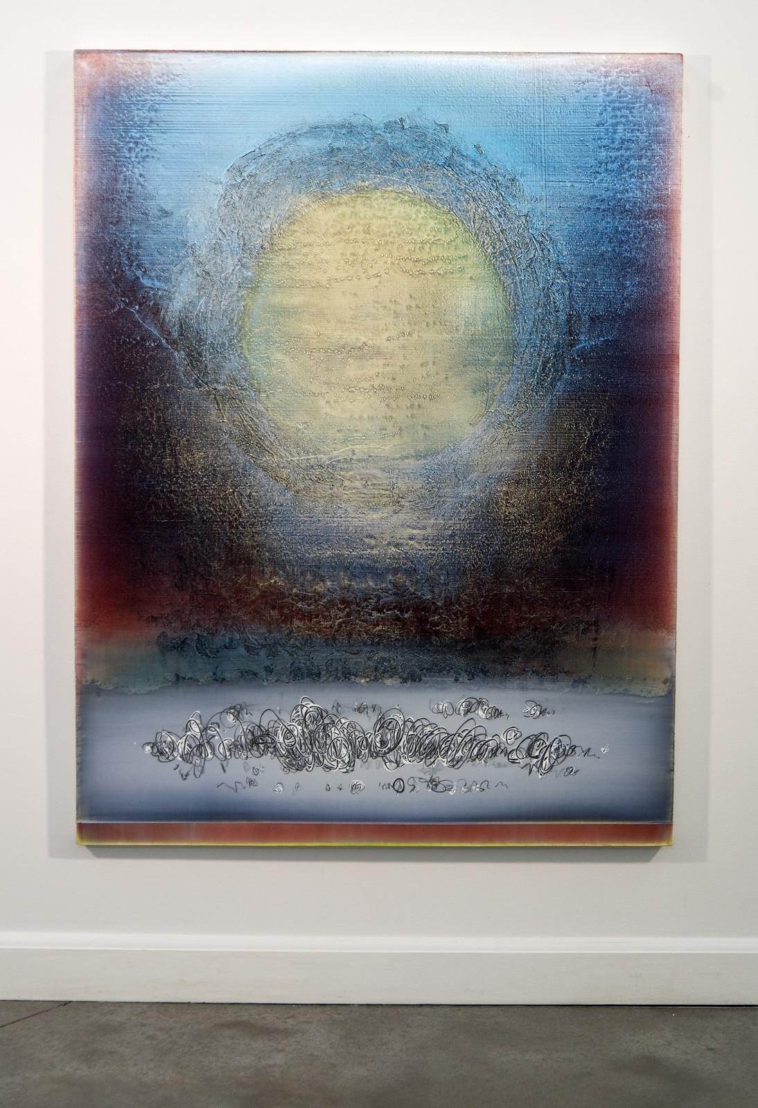 Divine Wisdom - farbenfrohes, lyrisches, gestisches abstraktes Gemälde, Acryl, Buntstift auf Leinwand – Painting von Alice Teichert