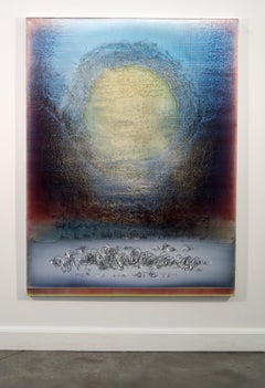 Divine Wisdom - colourful, lyrical, gestural abstract, acrylic, crayon on canvas