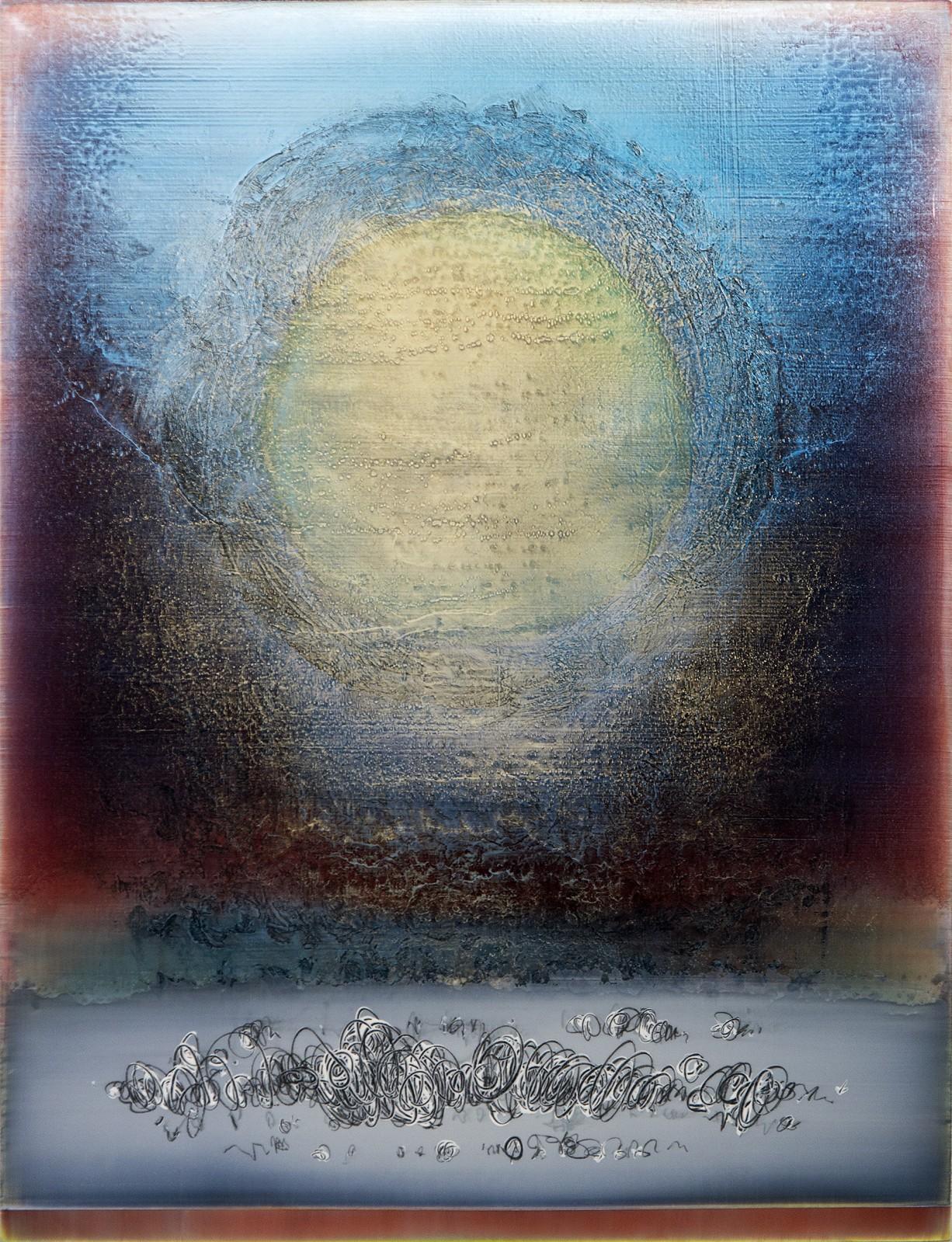 Alice Teichert Abstract Painting – Divine Wisdom - farbenfrohes, lyrisches, gestisches abstraktes Gemälde, Acryl, Buntstift auf Leinwand