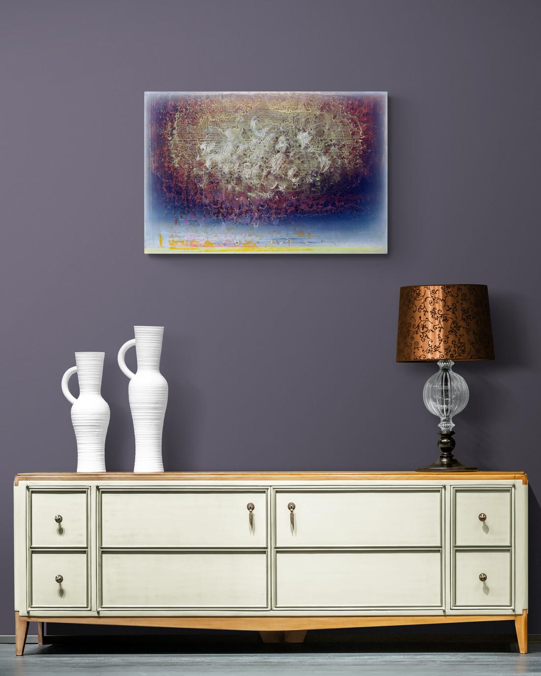 Notturno - oro, argento, viola, blu, contemporaneo, astratto, acrilico su tela in vendita 4