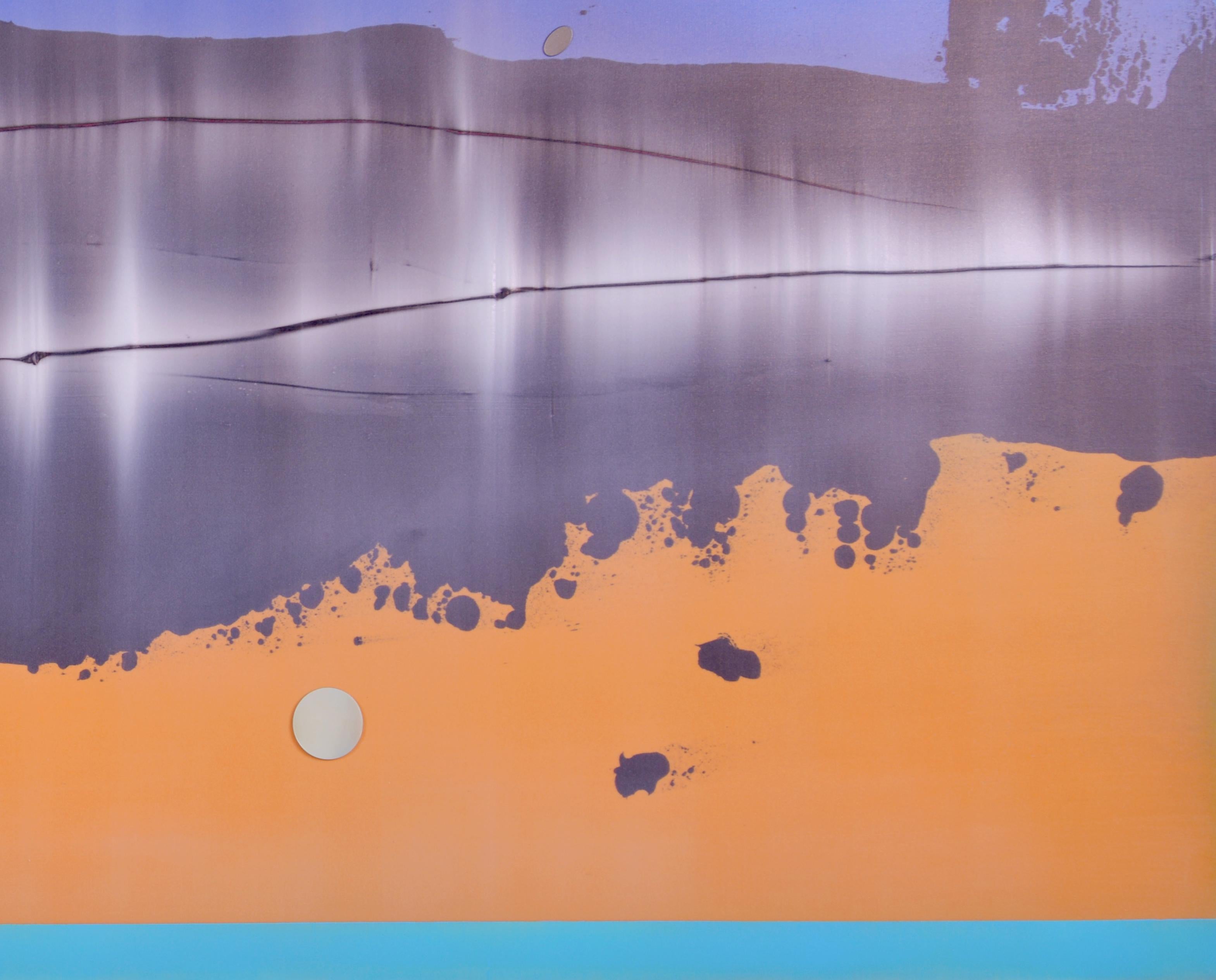 Omnipresent - Großformatige horizontale Leuchte in Blau und Mango im Angebot 1