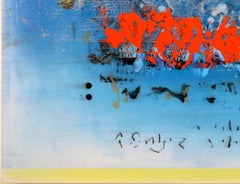 Screening - colorful, lyrical, gestural abstract, acrylic, mixed media on canvas