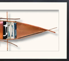 Forte I - modern, brass, copper, stone, nylon, contemporary wall sculpture