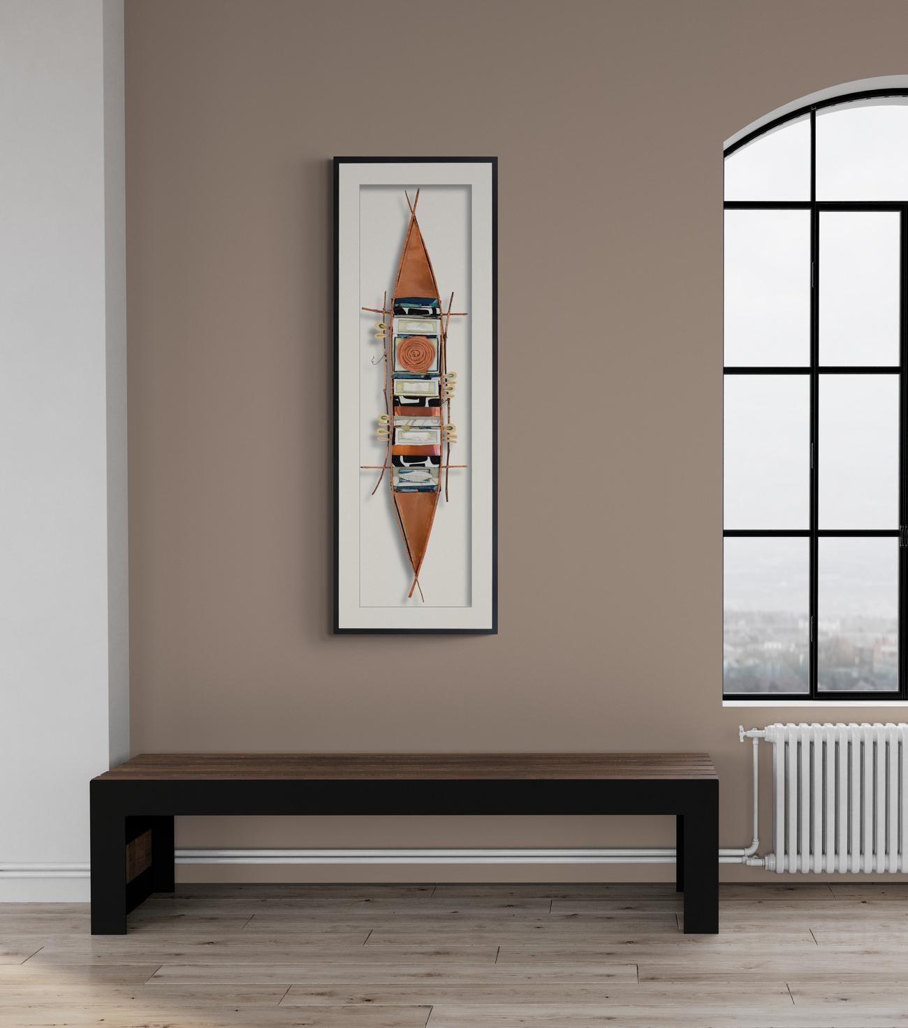 Forte I - escultura mural moderna, de latón, cobre, piedra y nailon, contemporánea en venta 2