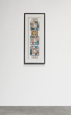 « Indigo Infusion » : composition murale en techniques mixtes, assemblage, 2010+