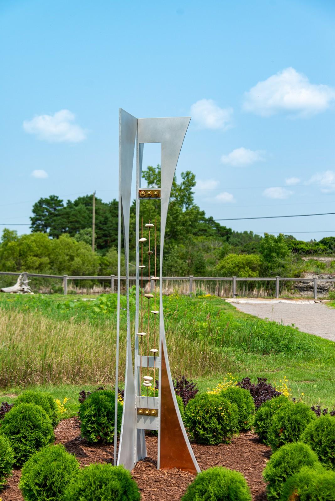 Danza - escultura grande, dinámica, abstracta, de acero, cobre y piedra, para exteriores - Sculpture de Alice Vander Vennen
