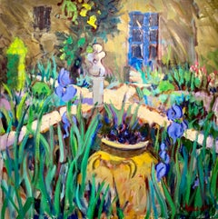 Alice's Garden by Alice Williams, Square Post-Impressionist Garden Oil Painting