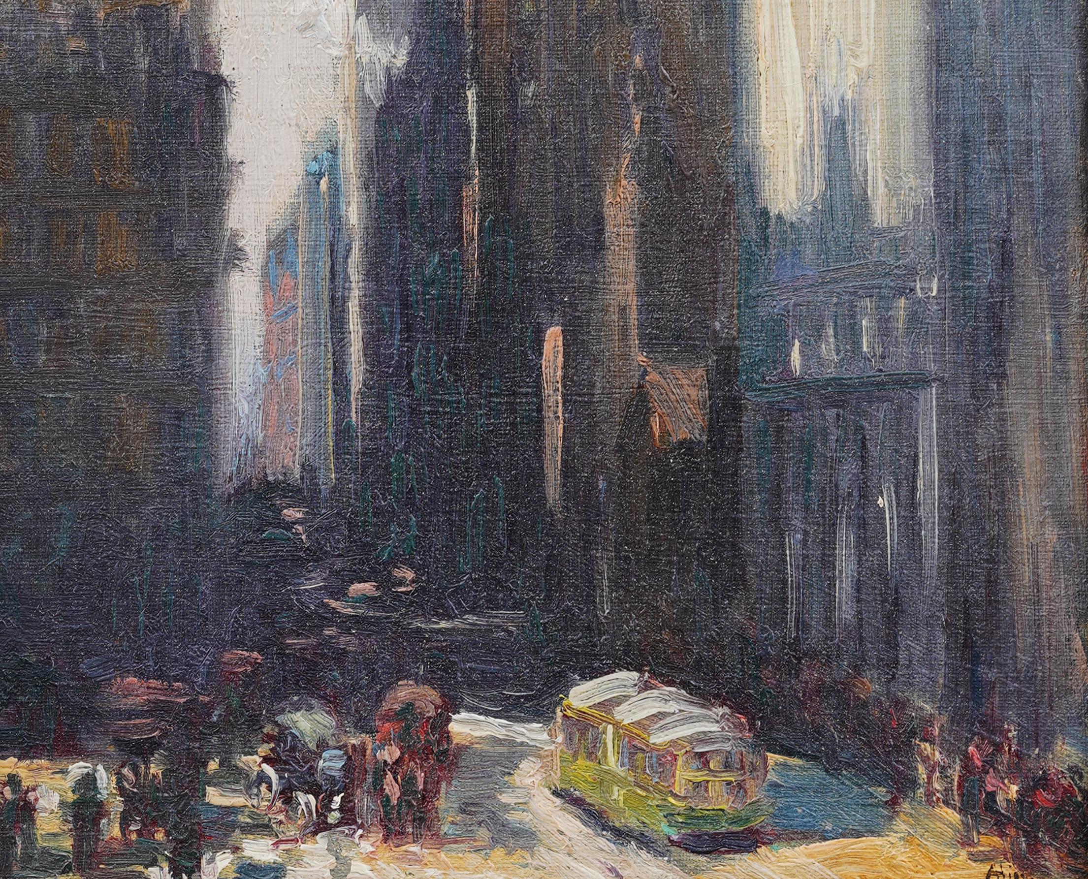 Antique American Early Female Impressionist New York City Street Scene Painting For Sale 3