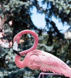 Bronze Pink Flamingo Sculpture, for Indoor and Outdoor Use, Garden or Water Feature