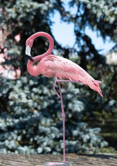 Bronze Pink Flamingo Sculpture, for Indoor and Outdoor Use, Garden or Water Feature