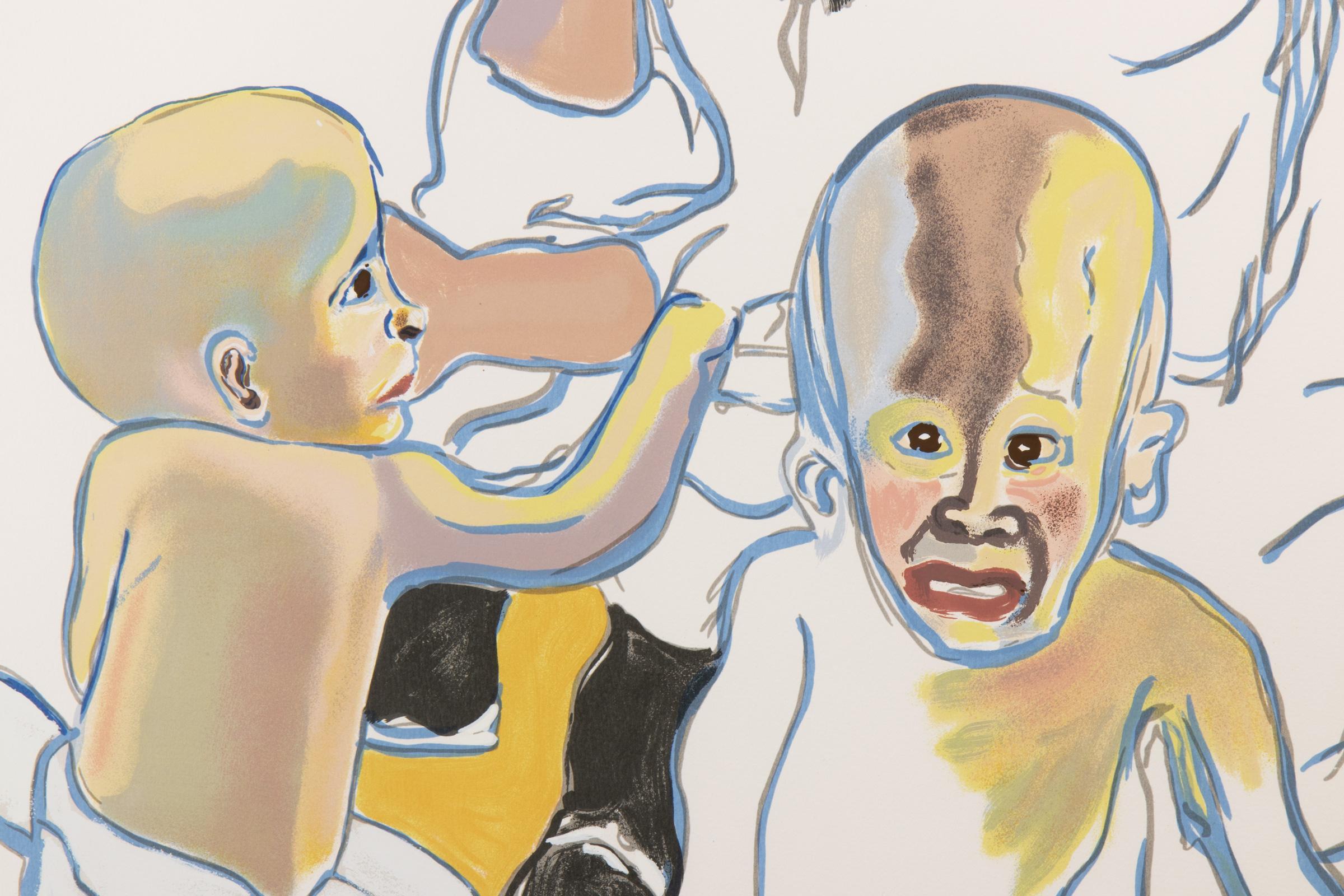 Alice Neel, Evans Twins - Signed Screenprint, Figurative Print For Sale 1