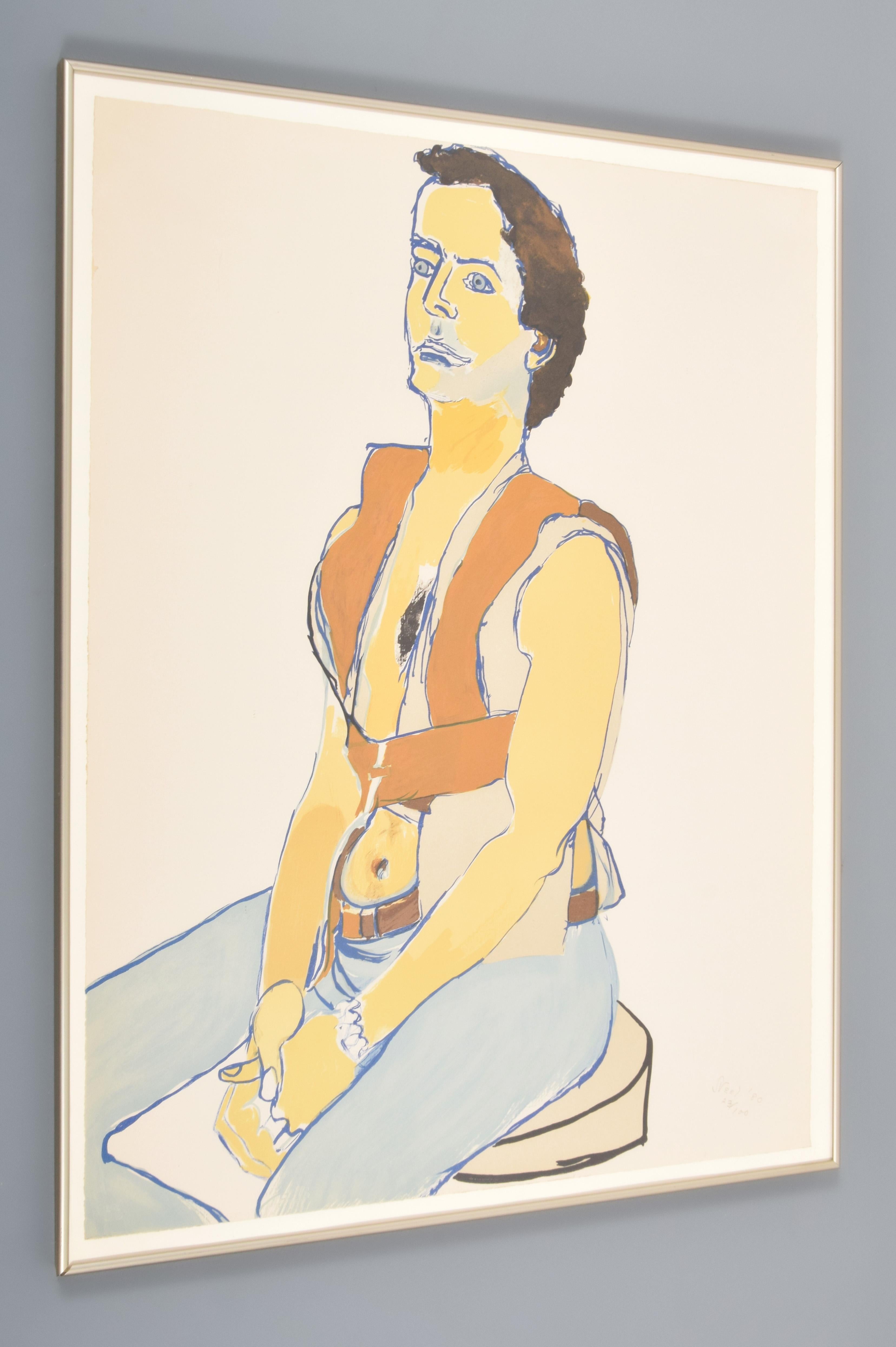 Alice Neel MAN IN HARNESS Lithograph, Signed Edition For Sale 1