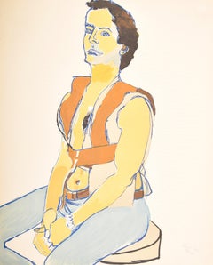 Lithographie d'Alice Neel MAN IN HARNESS, signée