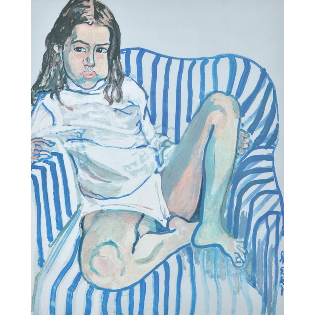 Künstler/Designer: Alice Neel (Amerikanerin, 1900-1984)

Zusätzliche Informationen: Der vollständige Titel des Werks lautet "Portrait eines Mädchens im blauen Stuhl".

Markierung(en); Anmerkungen: zweimal signiert (einmal in der Platte, einmal mit