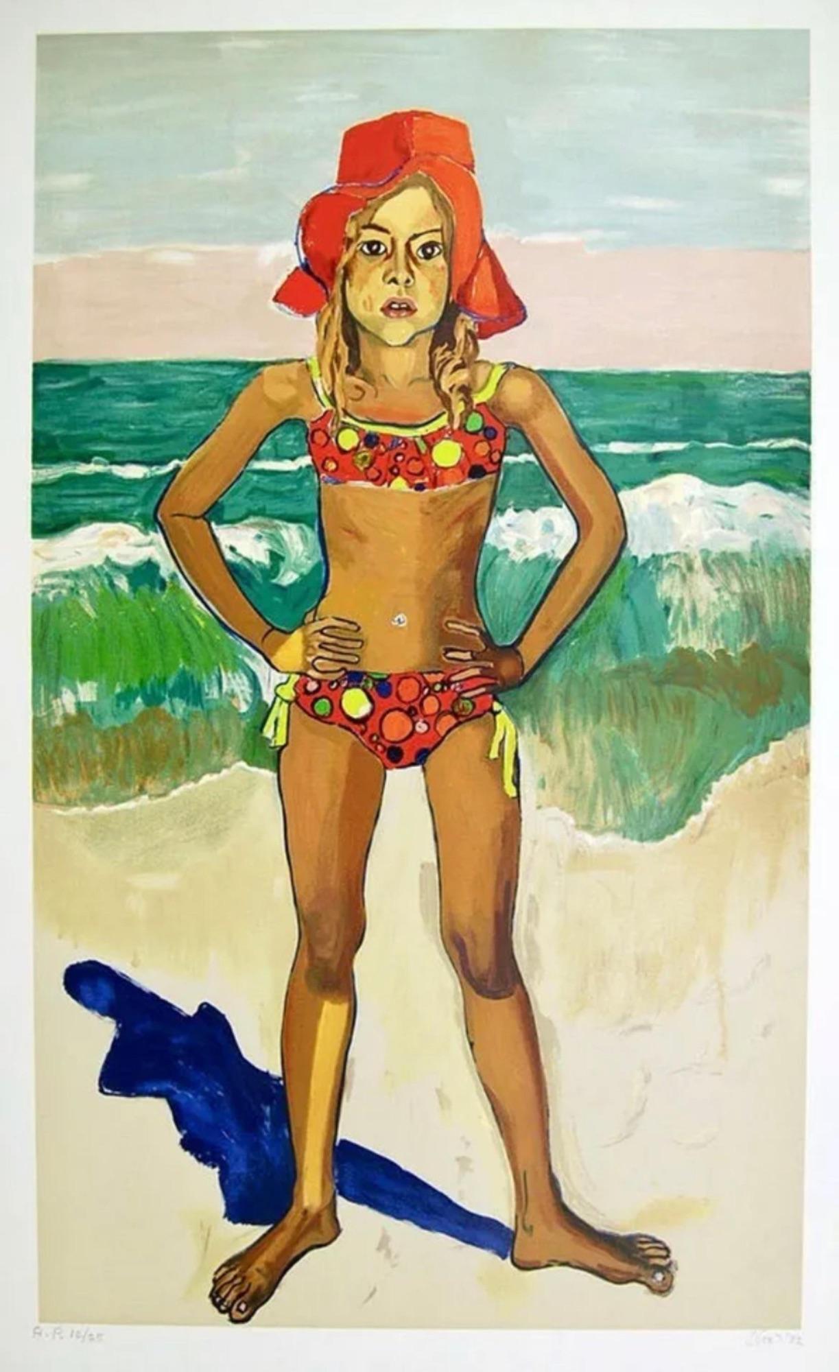 Alice Neel Figurative Print - Bather (Olivia with Red Hat)