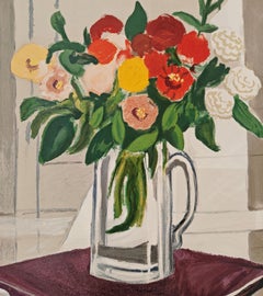"Light" Alice Neel, Female, Bright, Colorful Still Life, Yellow, Red, Flowers