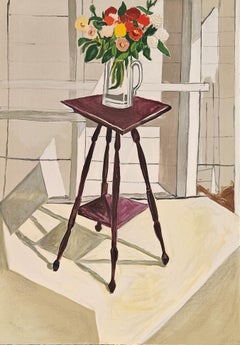 "Light" Alice Neel, Female, Bright, Colorful Still Life, Yellow, Red, Flowers