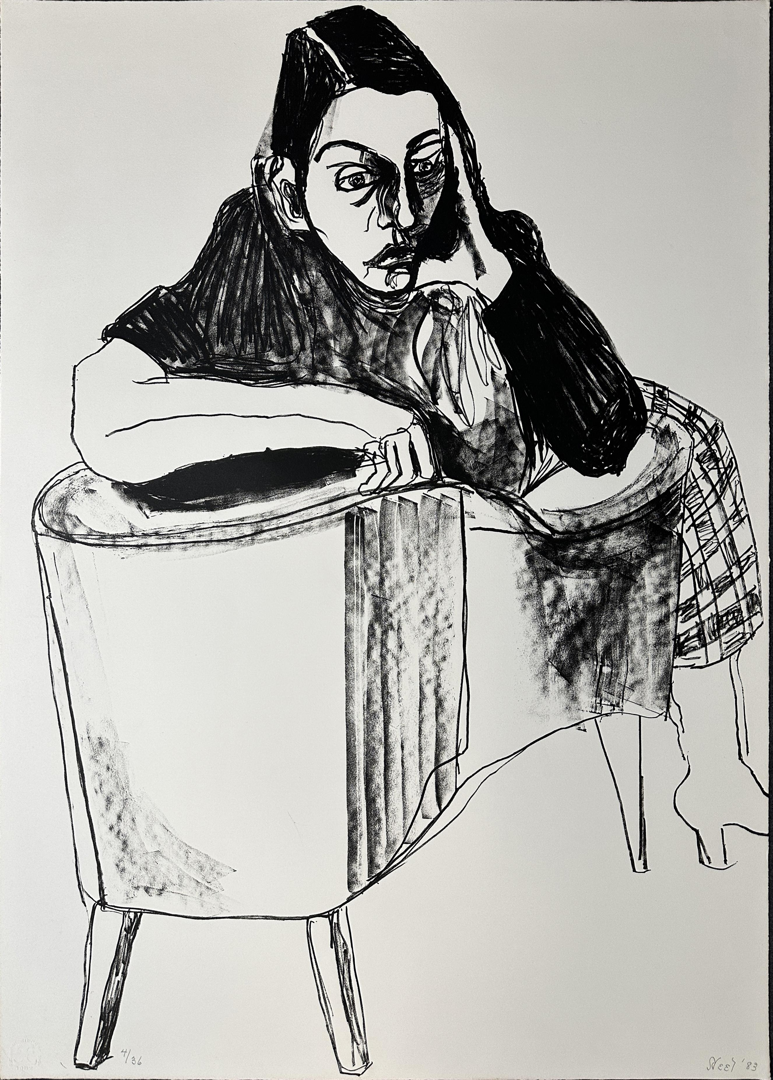 Alice Neel Portrait Print - Nancy in a Cast 1983