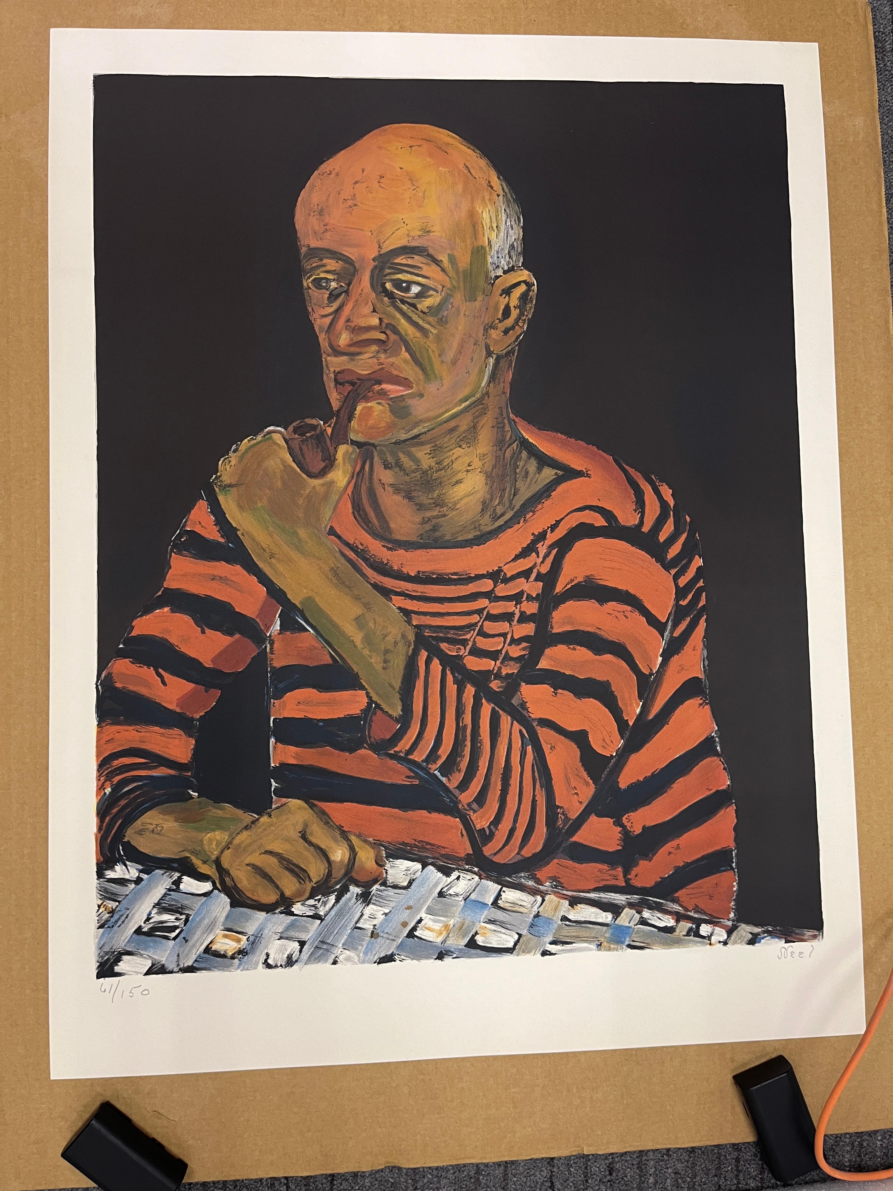 Portrait of John Rothschild (Man with pipe) from the American Portfolio. 

Lithograph on paper.

Signed in pencil lower right and numbered 61/150, 

Printed by Joseph Kleinman Fine Arts Printing, New York and Fine Creations, Inc., New York and