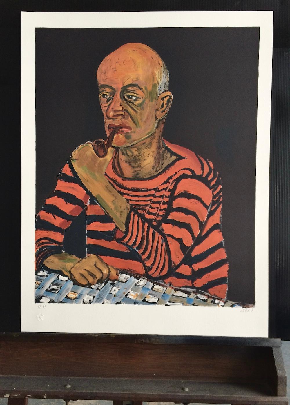 PORTRAIT OF JOHN ROTHSCHILD is an original hand drawn, limited edition lithograph by the American woman painter Alice Neel printed on archival Arches paper, 100% acid free, using traditional hand lithography techniques. PORTRAIT OF JOHN ROTHSCHILD