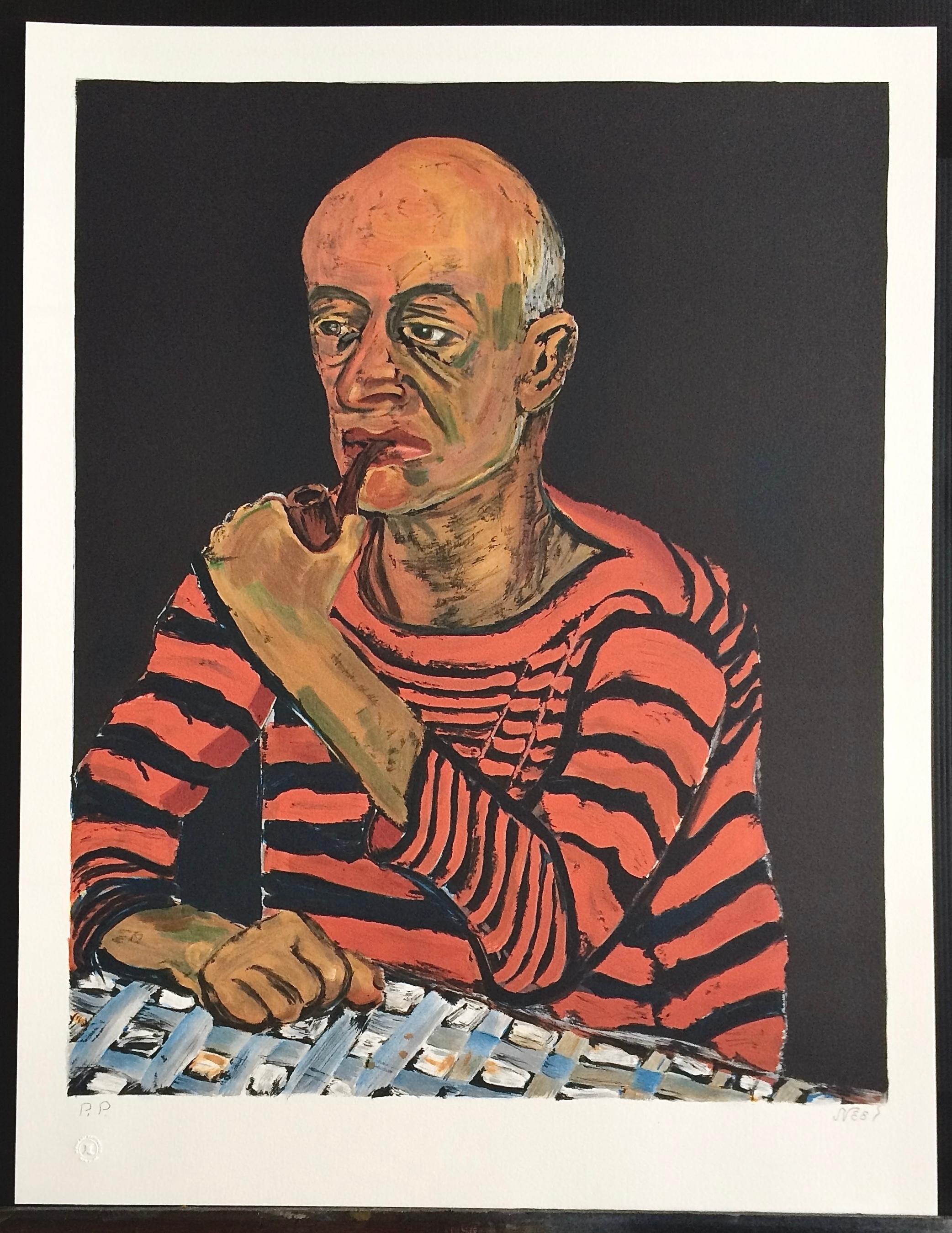 PORTRAIT OF JOHN ROTHSCHILD is an original hand drawn, limited edition lithograph by the American woman painter Alice Neel printed on archival Arches paper, 100% acid free, using traditional hand lithography techniques. PORTRAIT OF JOHN ROTHSCHILD