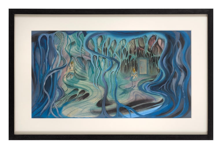 Original film set design for William sterling 1972 fantasy film Alice's Adventures in Wonderland, acrylic on board. This original artwork is conservation framed with UV plexiglass and would be shipped boxed by Federal express.
The size given is