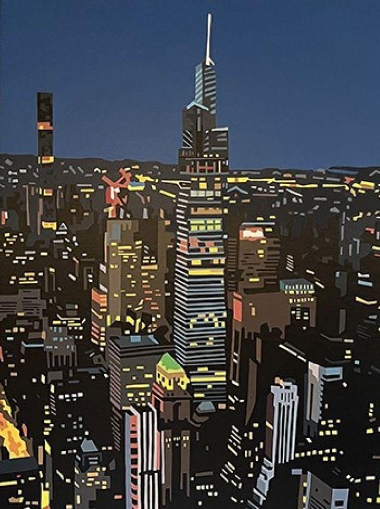 Chrysler at Night - Contemporary Painting by Alicia Dubnyckyj