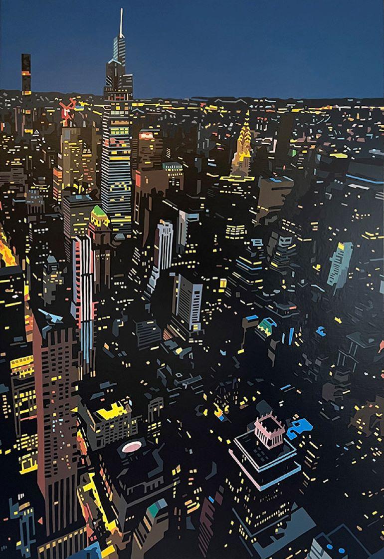 Chrysler at Night - Painting by Alicia Dubnyckyj