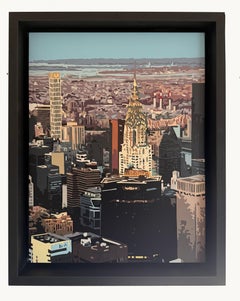 Chrysler XXX, pintura original, paisaje, contemporáneo, paisaje urbano