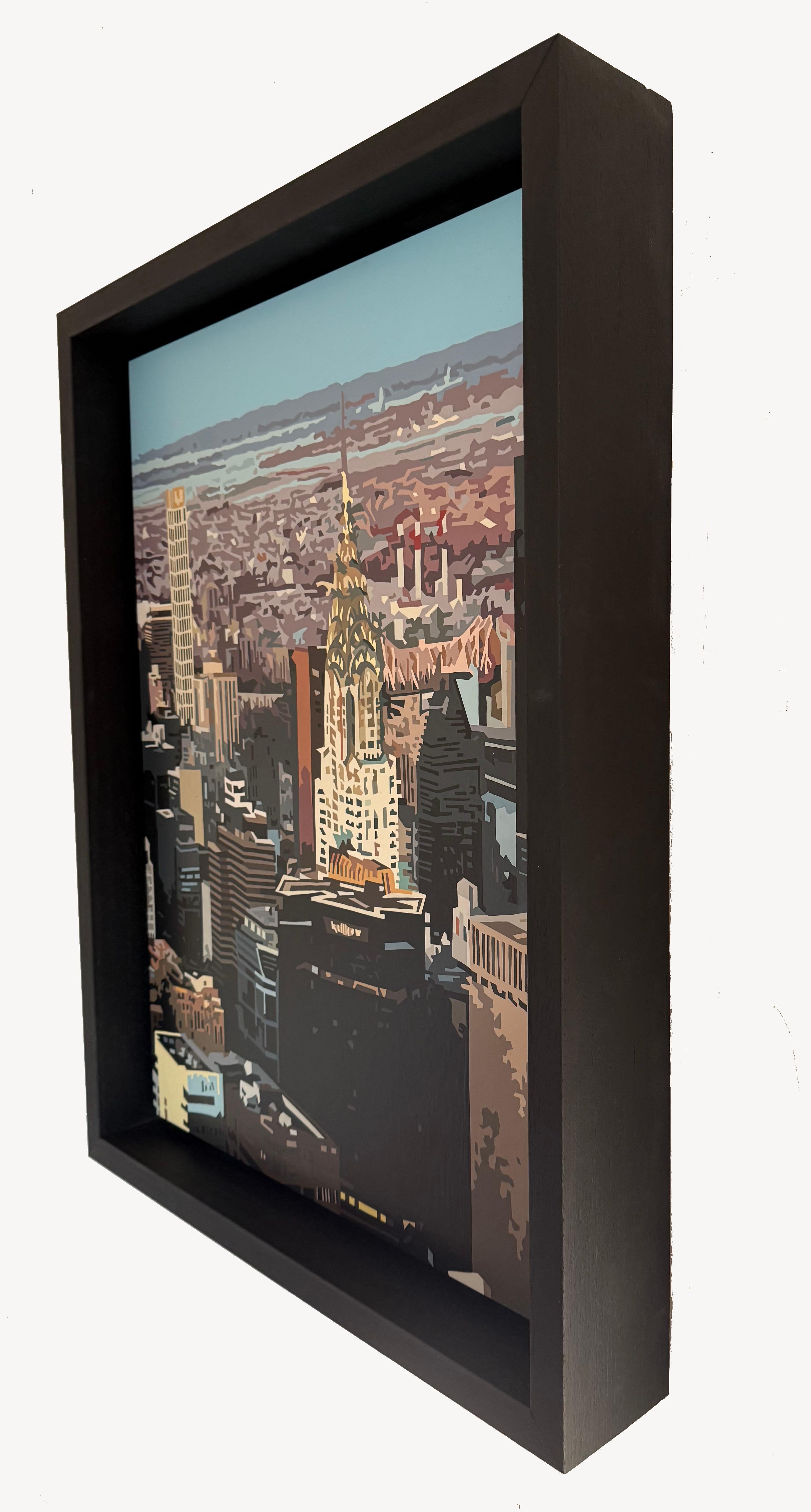 Chrysler XXX, peinture originale, paysage, contemporain, paysage urbain - Contemporain Painting par Alicia Dubnyckyj