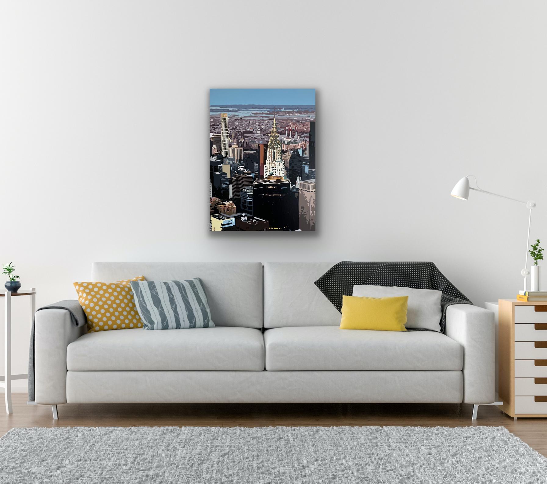 Chrysler XXX, peinture originale, paysage, contemporain, paysage urbain en vente 1