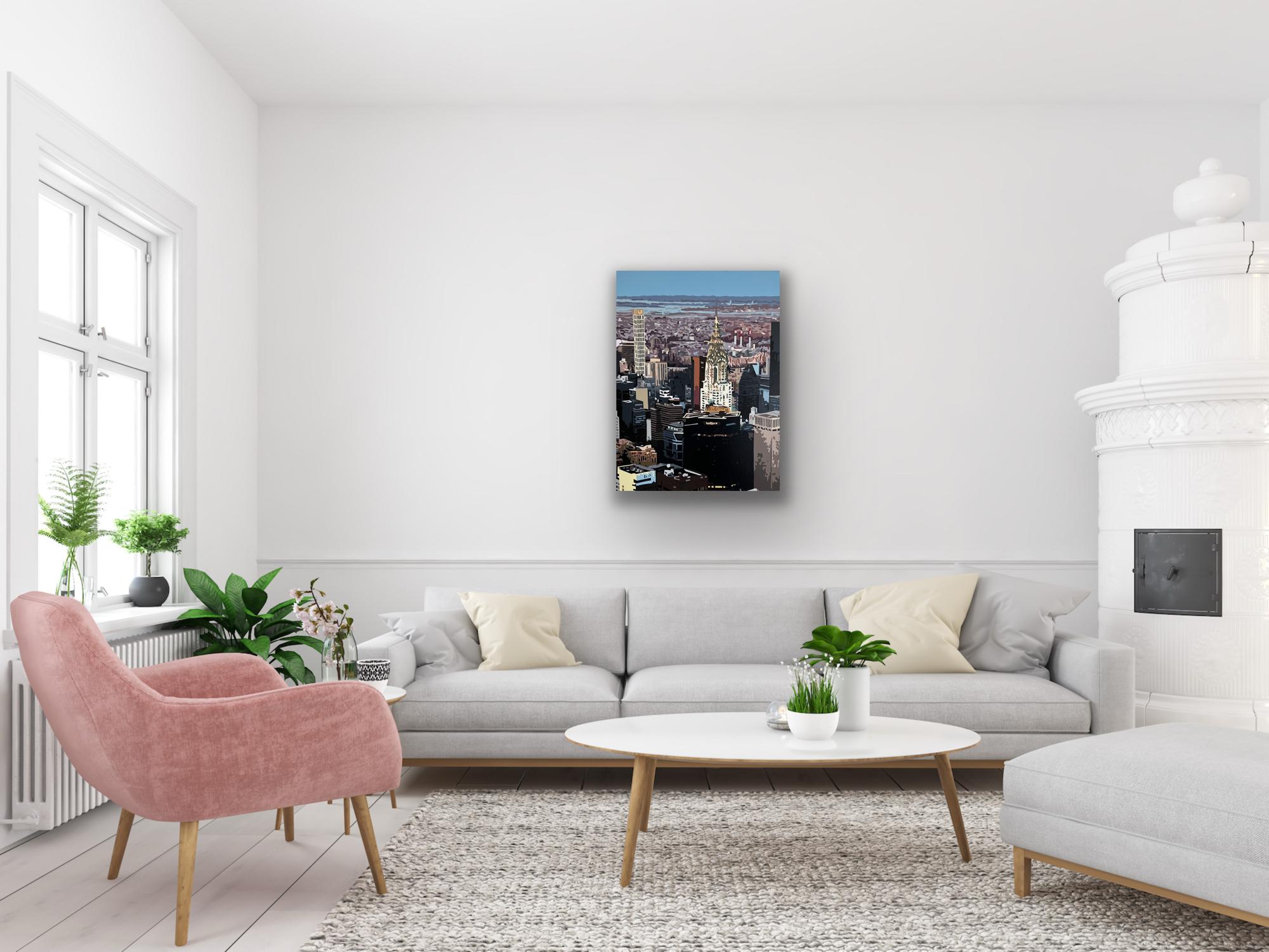 Chrysler XXX, peinture originale, paysage, contemporain, paysage urbain en vente 2
