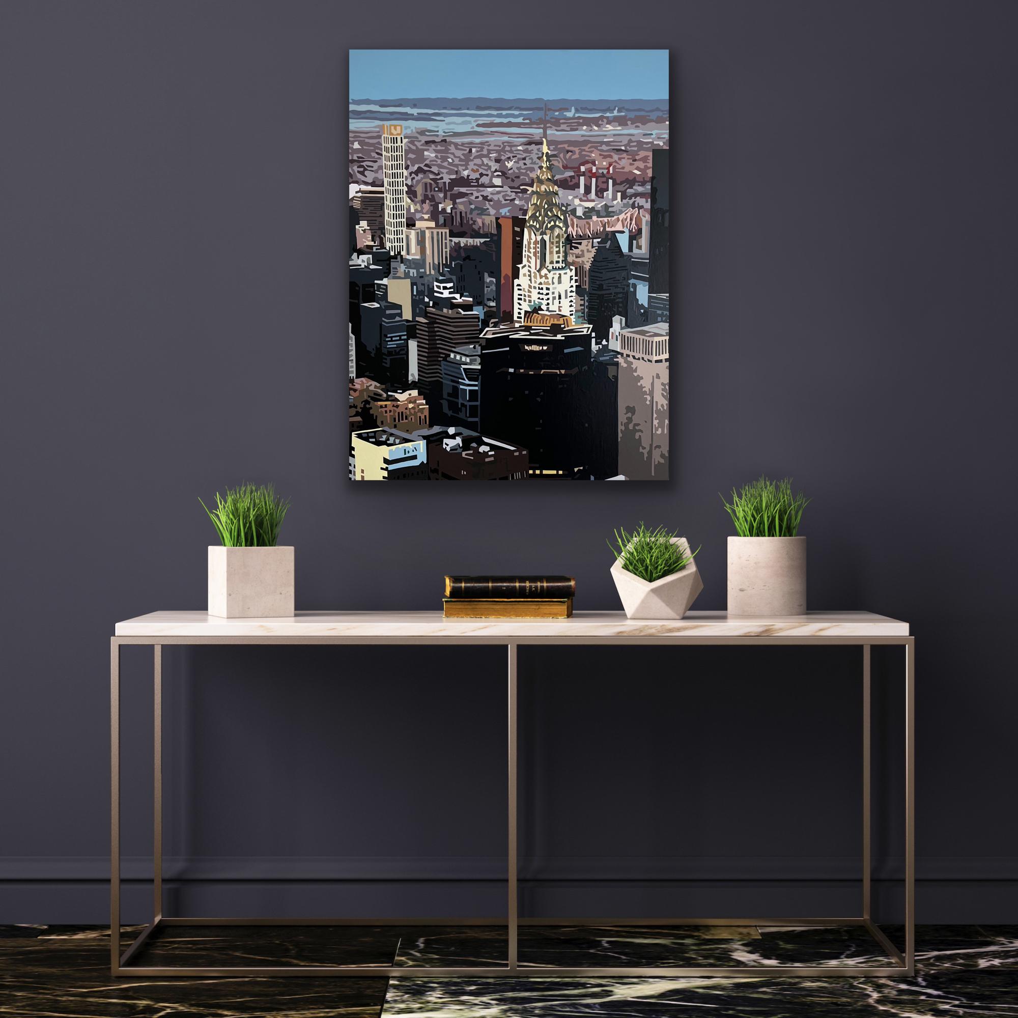 Chrysler XXX, peinture originale, paysage, contemporain, paysage urbain en vente 3
