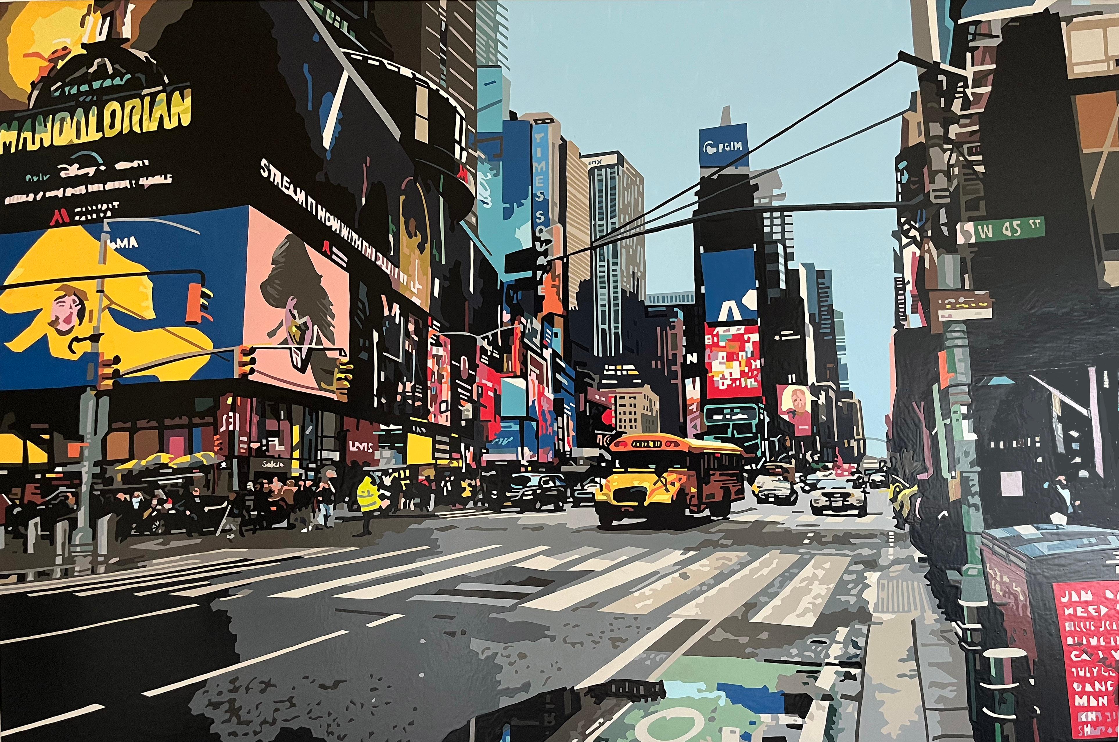 Times Square XVII, quadro originale, paesaggio urbano, contemporaneo
