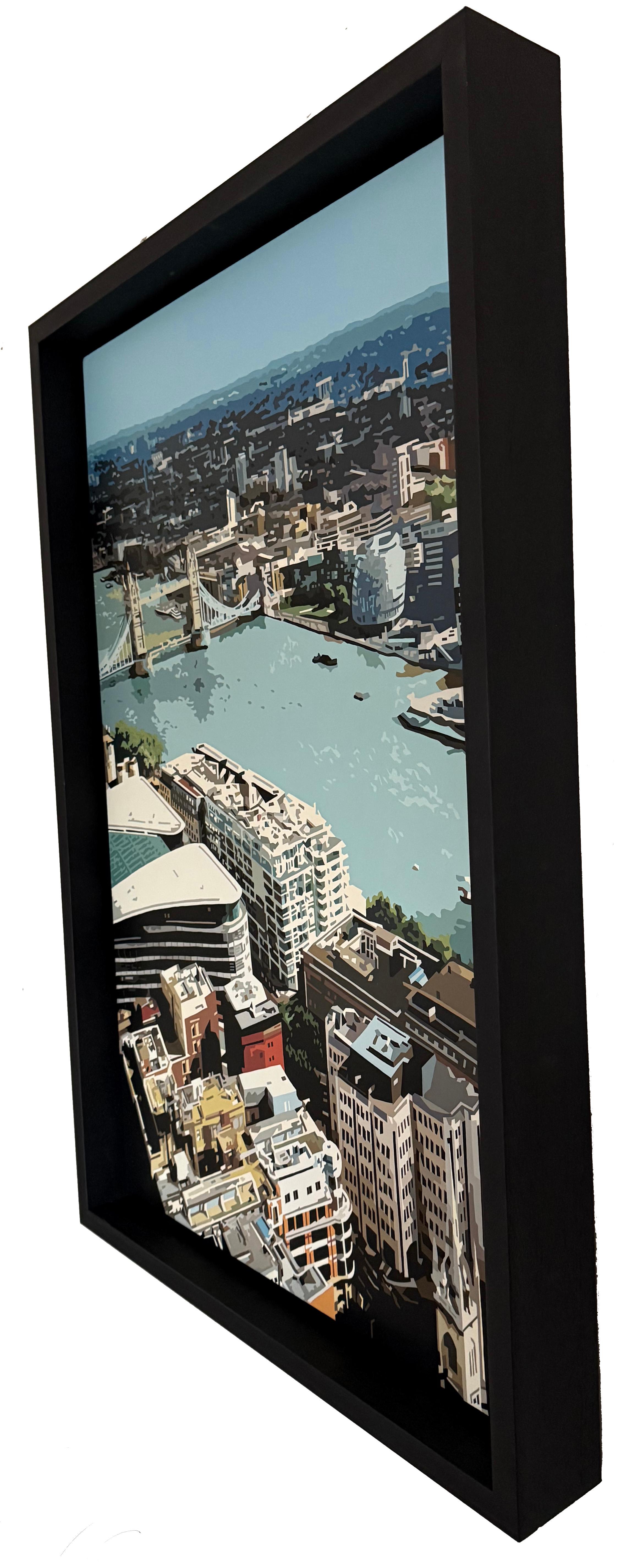 Tower Bridge XVIII, peinture originale, paysage, paysage urbain, contemporain - Contemporain Painting par Alicia Dubnyckyj