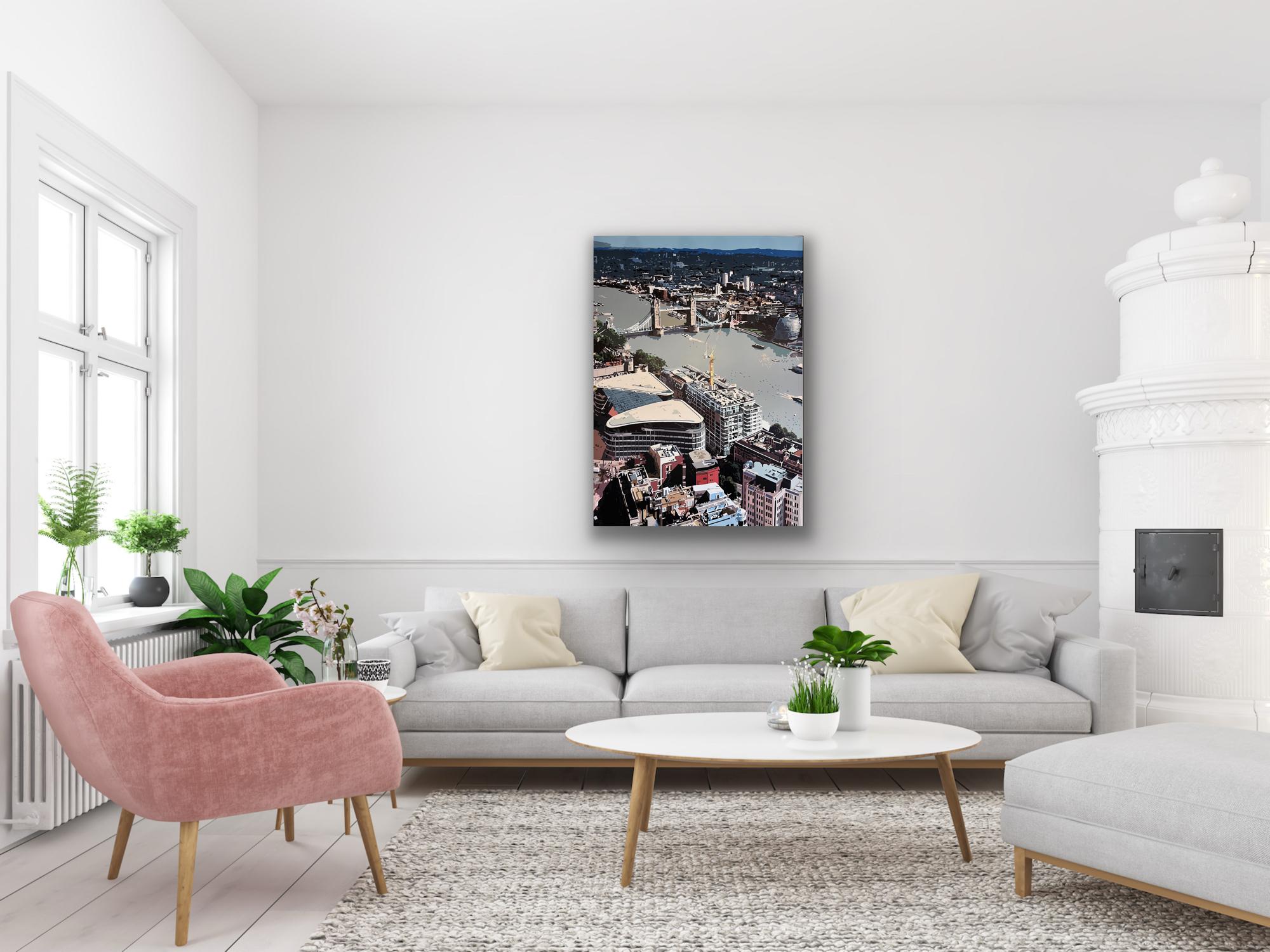 Tower Bridge XVIII, peinture originale, paysage, paysage urbain, contemporain en vente 3