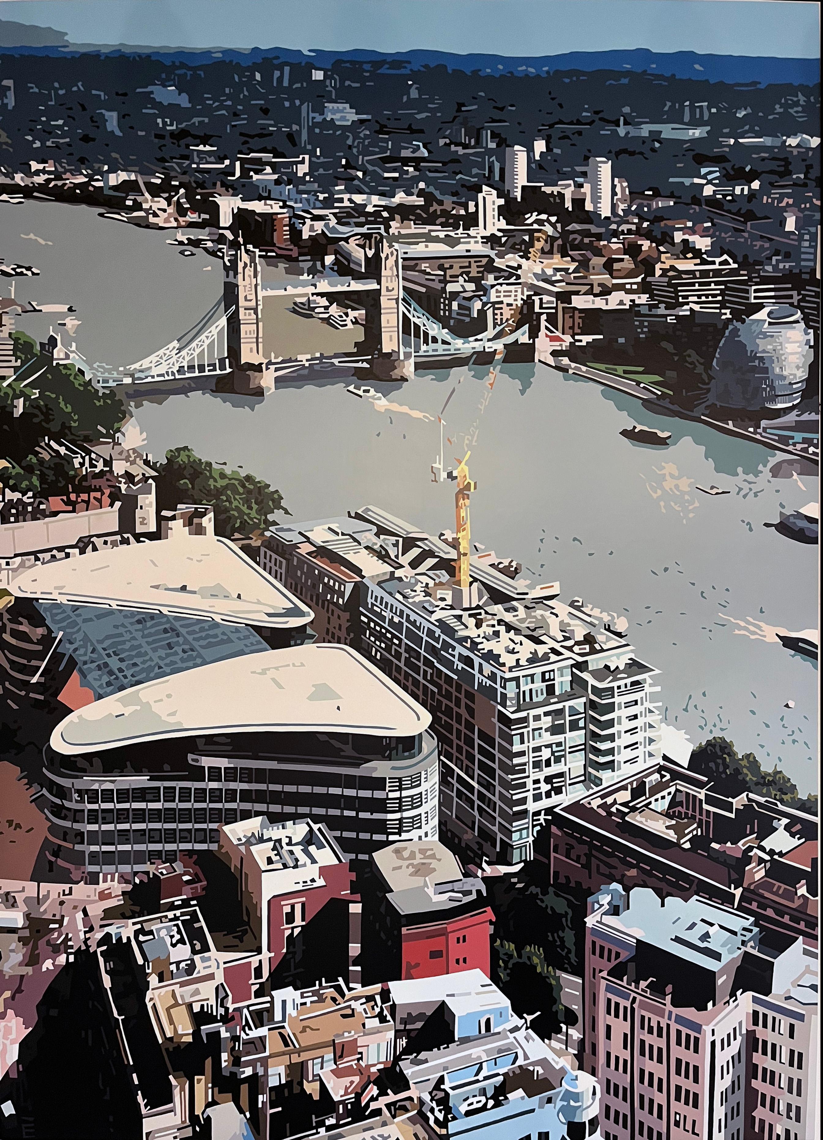 Tower Bridge XVIII, peinture originale, paysage, paysage urbain, contemporain - Painting de Alicia Dubnyckyj