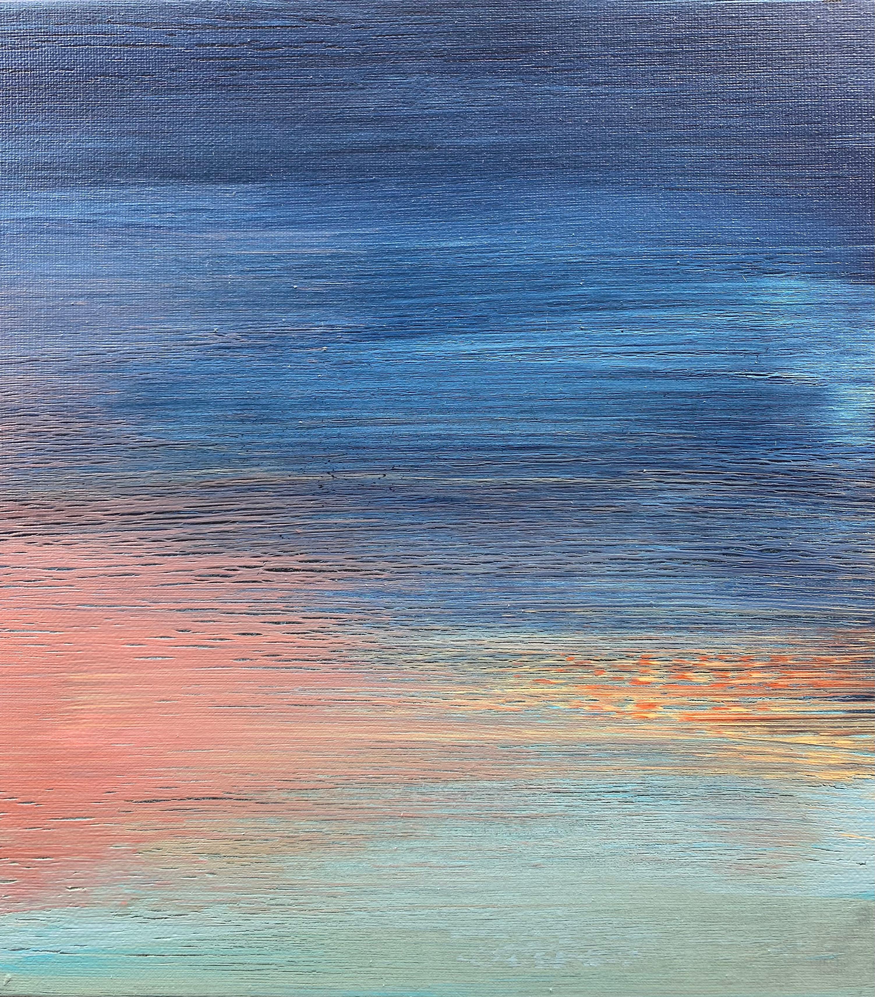 Sentido de la maravilla, pintura abstracta - Abstract Painting Azul de Alicia Dunn