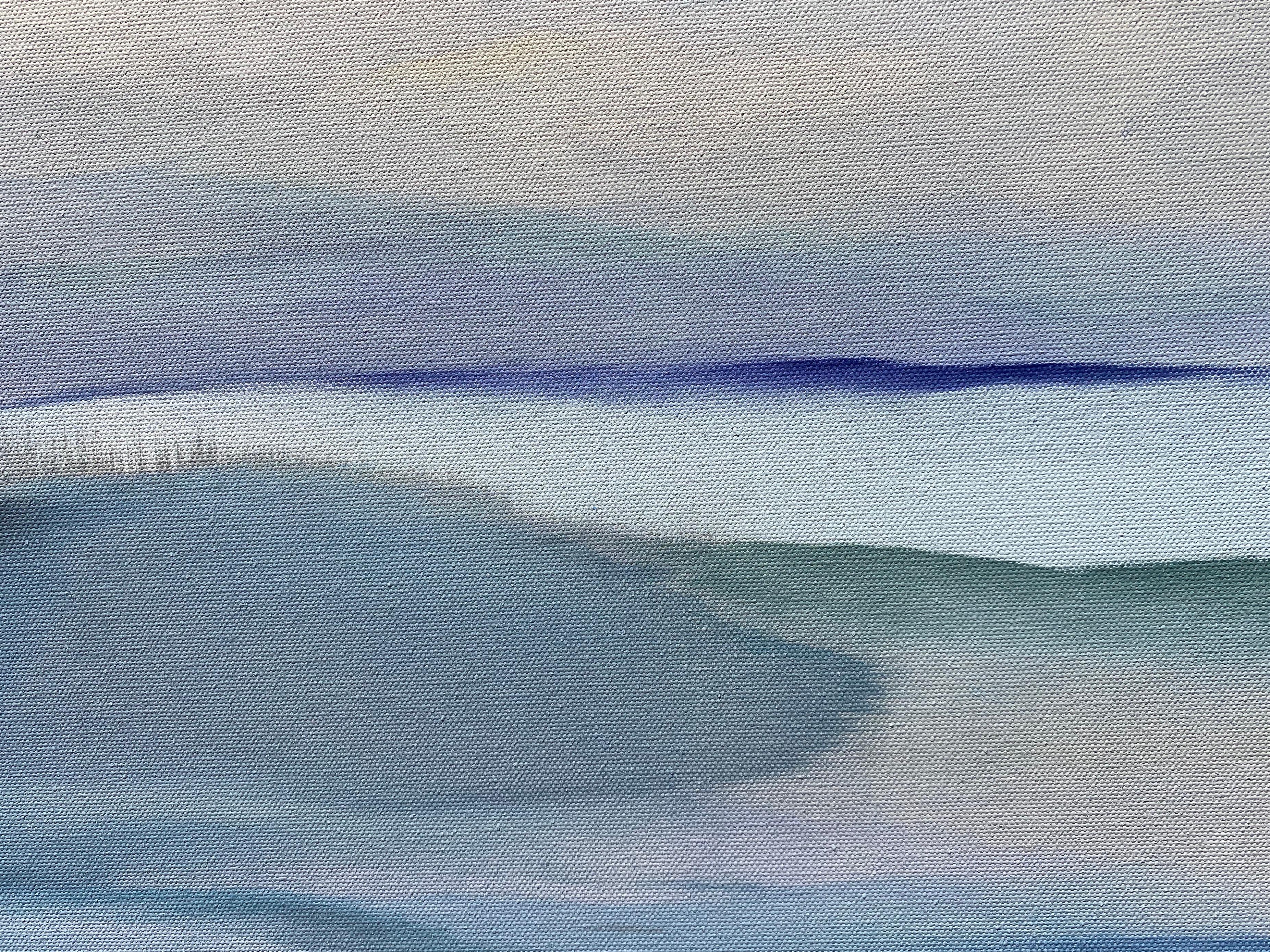 <p>Artist Comments<br />An abstract landscape hinting at a cool, foggy morning along the bay in northern California. Opaque layers of blues, green and purple wash across the canvas to set the mood. Artist Alicia Dunn says her focus was on using
