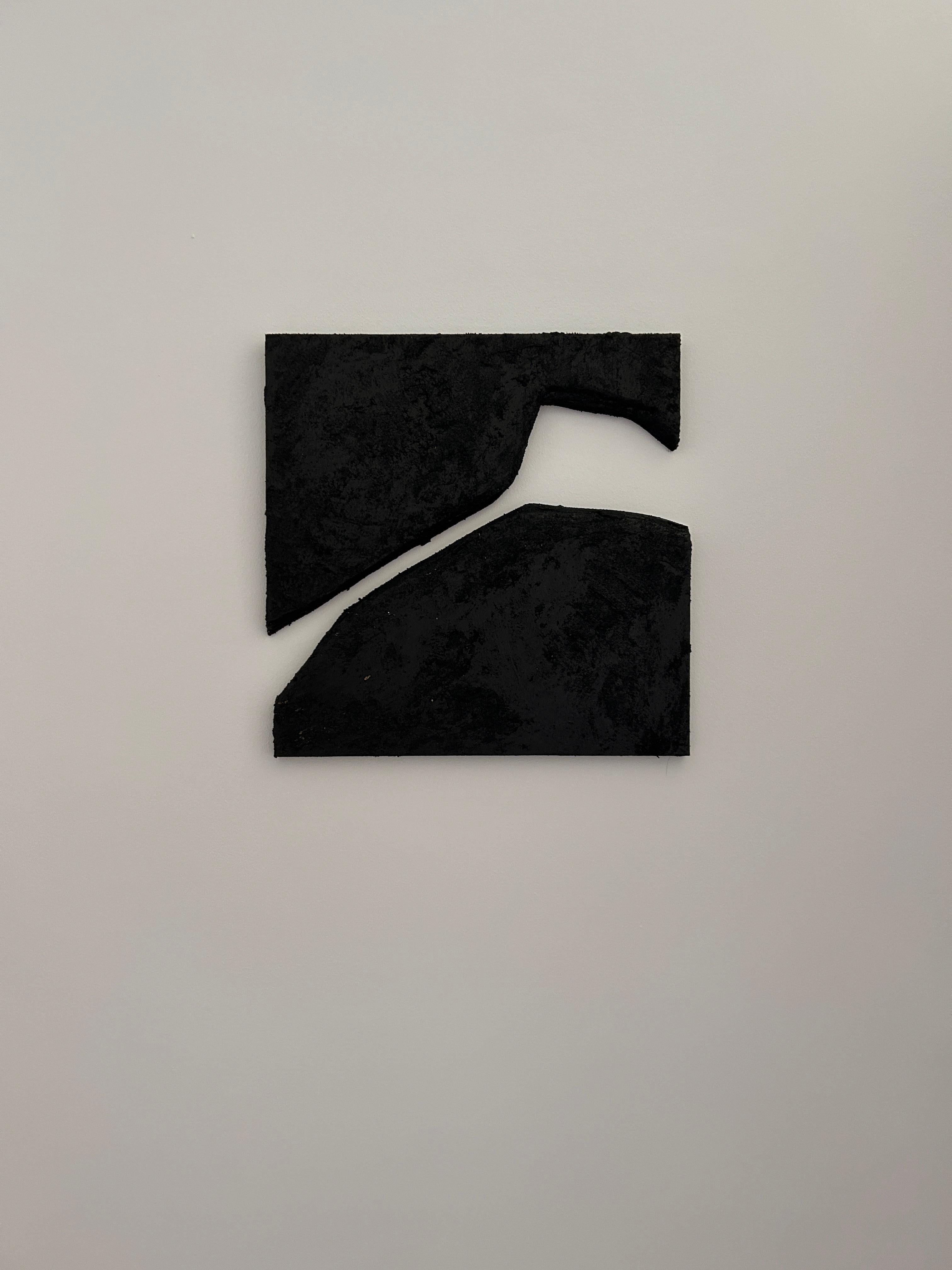 ABSTRACT Artwork Black Dark Wood Panels by Spanish Alicia Gimeno Black For Sale 2