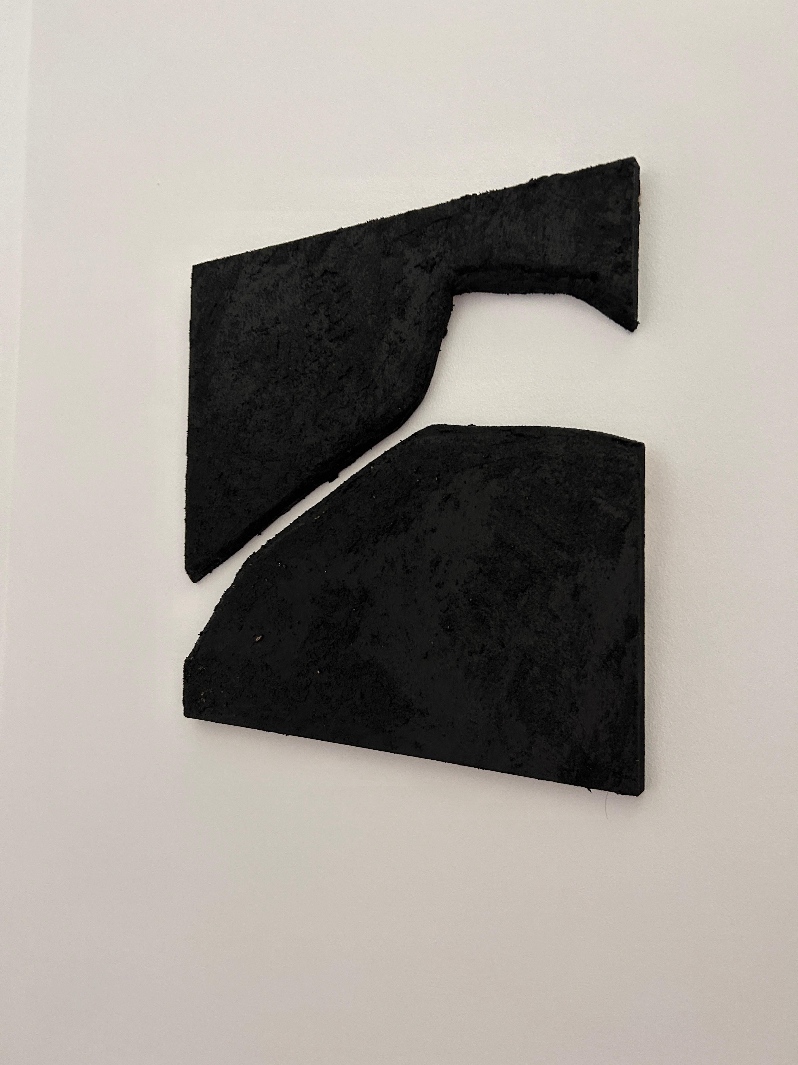 ABSTRACT Artwork Black Dark Wood Panels by Spanish Alicia Gimeno Black For Sale 3