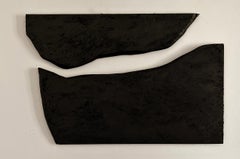 ABSTRACT Artwork Black Dark Wood Panels by Spanish Alicia Gimeno 2024 