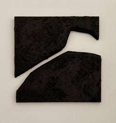 ABSTRACT Artwork Black Dark Wood Panels by Spanish Alicia Gimeno 2024