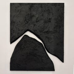 ABSTRACT Artwork Black Dark Wood Panels by Spanish Alicia Gimeno 2024 