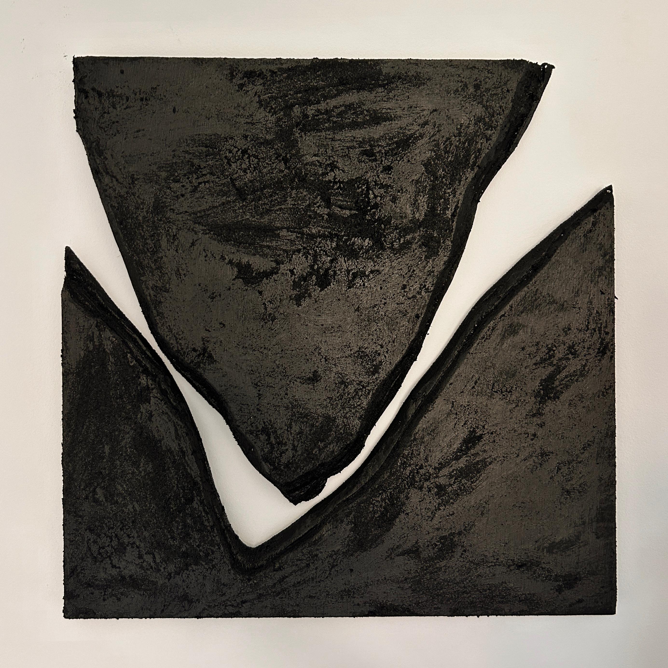 Diptych of two wood panels with black lava paint. 

At Escat Gallery we are committed to maintaining the highest standards of trust and professionalism for our collectors. Every artwork in our collection comes with a Certificate of Authenticity,