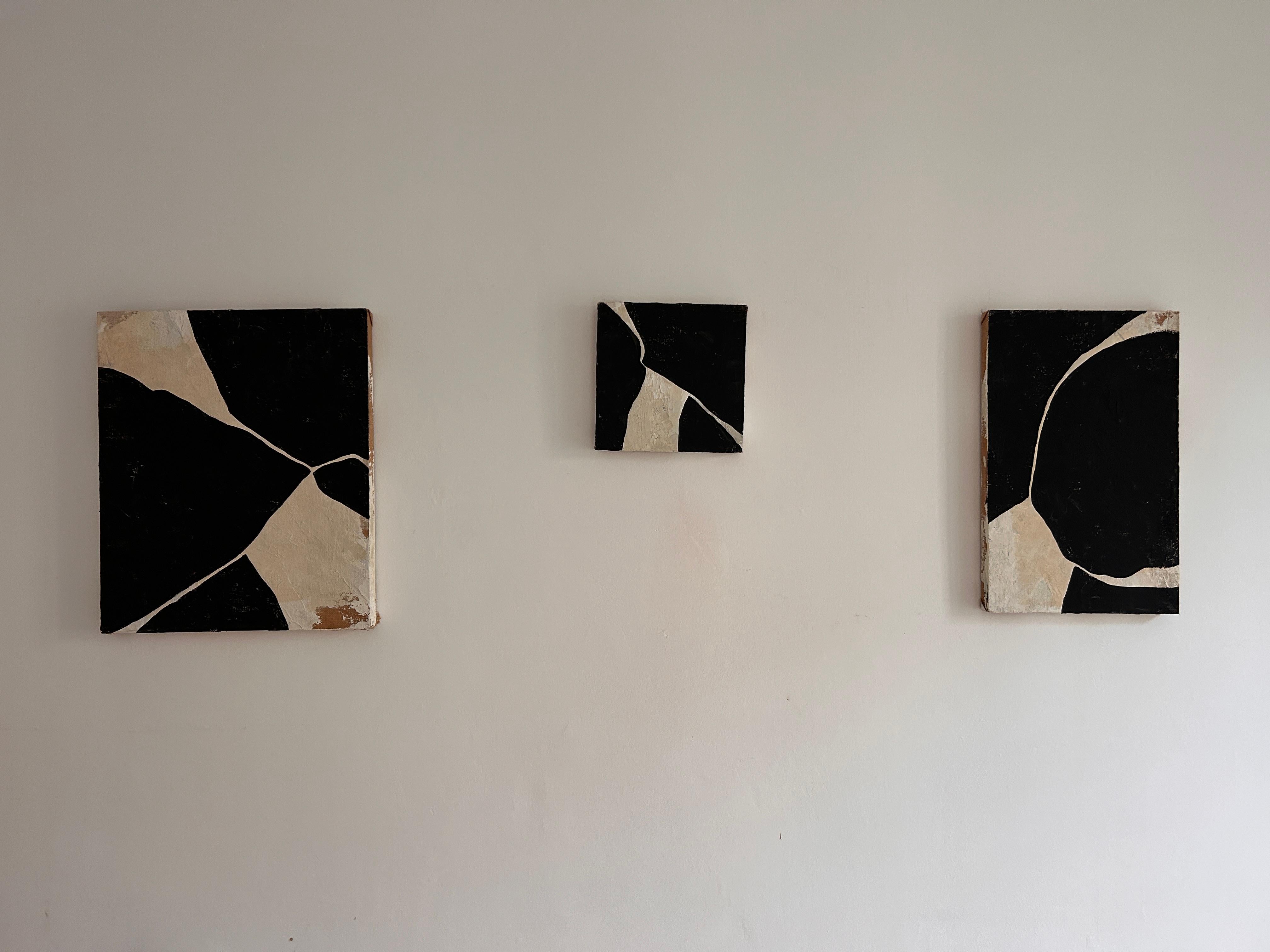 ABSTRACT Artwork Triptych Black Dark Lines Canvas by Spanish Alicia Gimeno 2024  For Sale 7