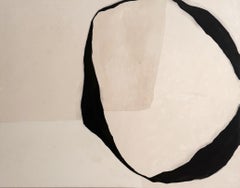ABSTRACT Big Circle Painting Textil Spanish Artist Alicia Gimeno Black