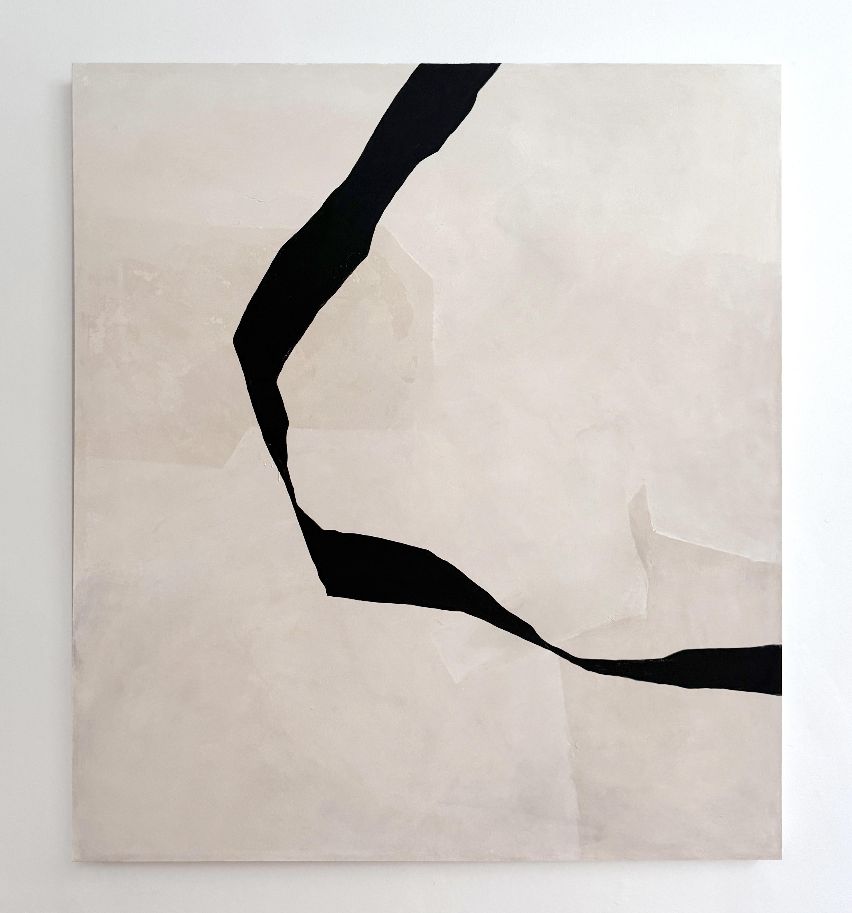 ABSTRACT Big Size Minimalism Painting Textil Spanish Artist Alicia Gimeno Black For Sale 1